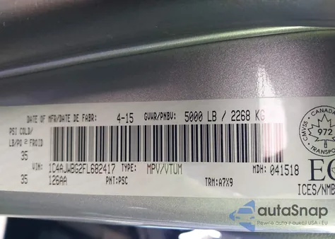 2015 Jeep Wrangler Sahara z USA, uszkodzony, nr VIN 1C4AJWBG2FL682417